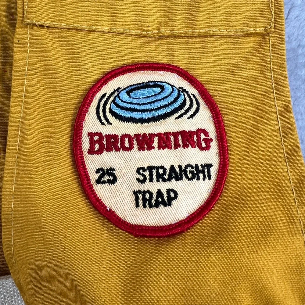 Bob Allen Vintage Patched Shooting Vest M Yellow Men Trap Skeet Gorpcore Hunting - Picture 4 of 13
